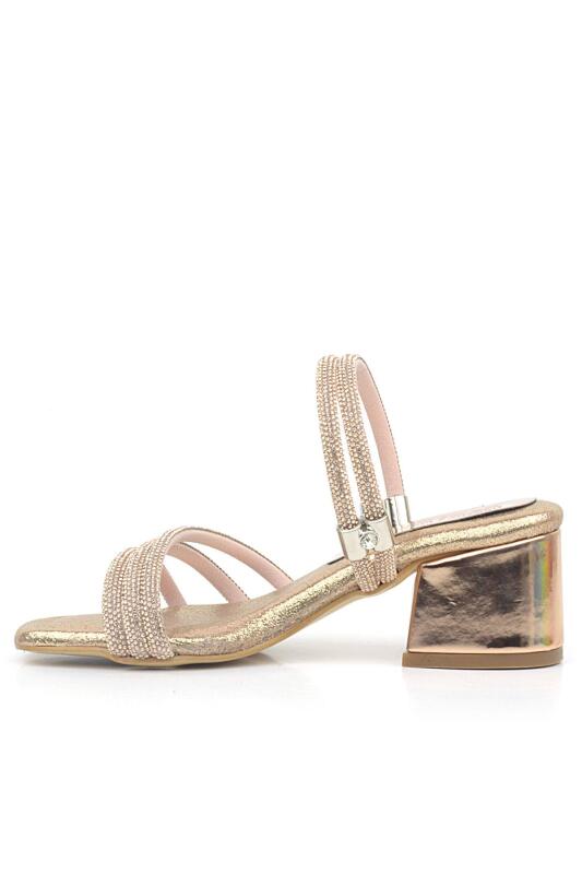 Judy Bakır Taşlı Kız Çocuk Topuklu Terlik Ayakkabı - 4