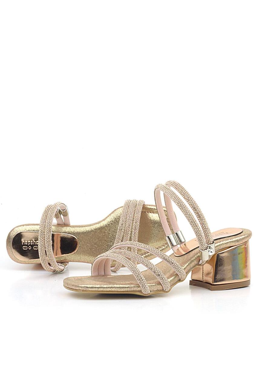 Judy Bakır Taşlı Kız Çocuk Topuklu Terlik Ayakkabı - 6