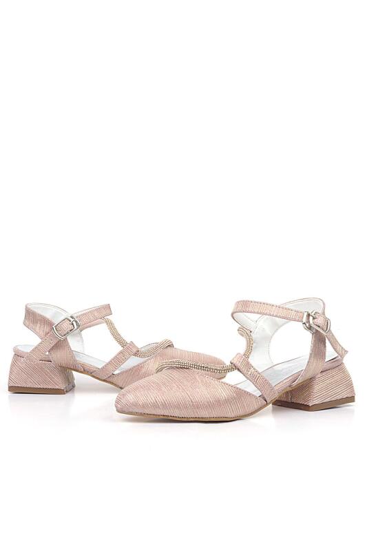 Betty Bakır Taşlı Kısa Topuklu Kız Çocuk Topuklu Ayakkabı - 3