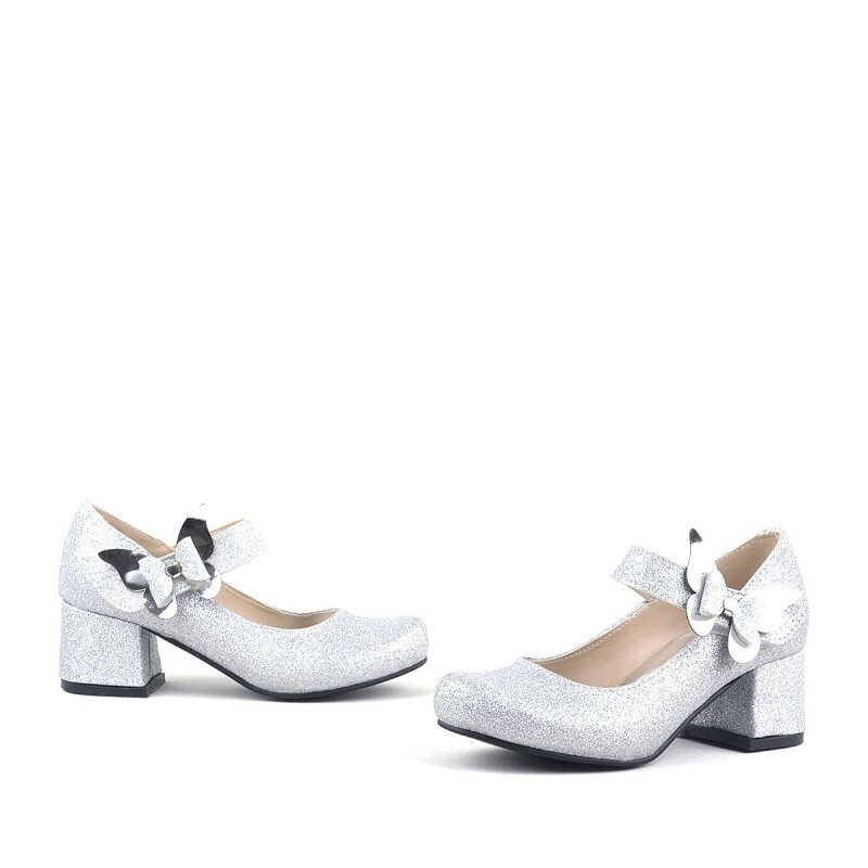 Winx Gümüş Işıltılı Kelebekli Kız Çocuk Topuklu Ayakkabı - 6