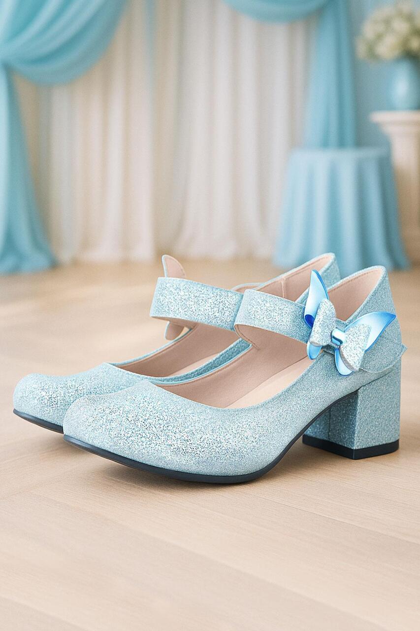 Winx Mavi Işıltılı Kelebekli Kız Çocuk Topuklu Ayakkabı - 1