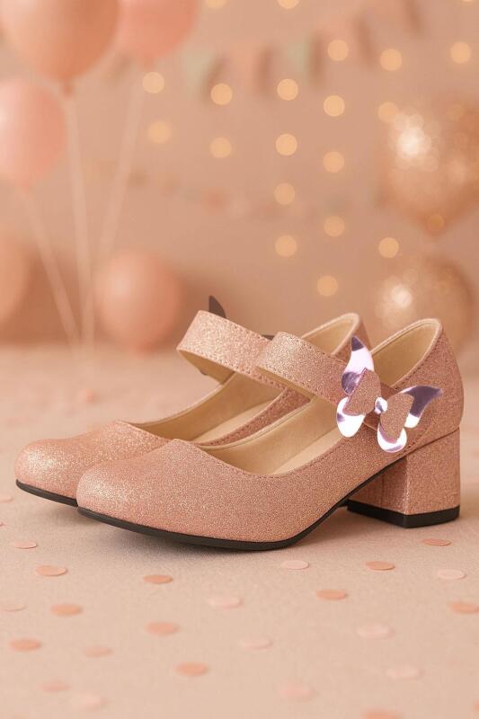 Winx Pudra Işıltılı Kelebekli Kız Çocuk Topuklu Ayakkabı - hapshoe kids