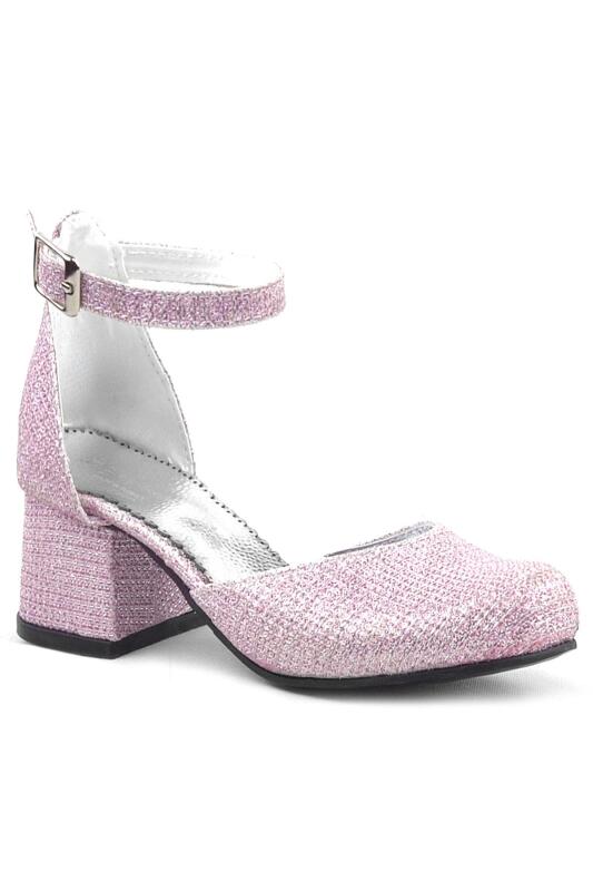 Merida Pembe Simli Kalın Topuklu Kız Çocuk Topuklu Ayakkabı - 2