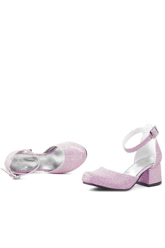 Merida Pembe Simli Kalın Topuklu Kız Çocuk Topuklu Ayakkabı - 7