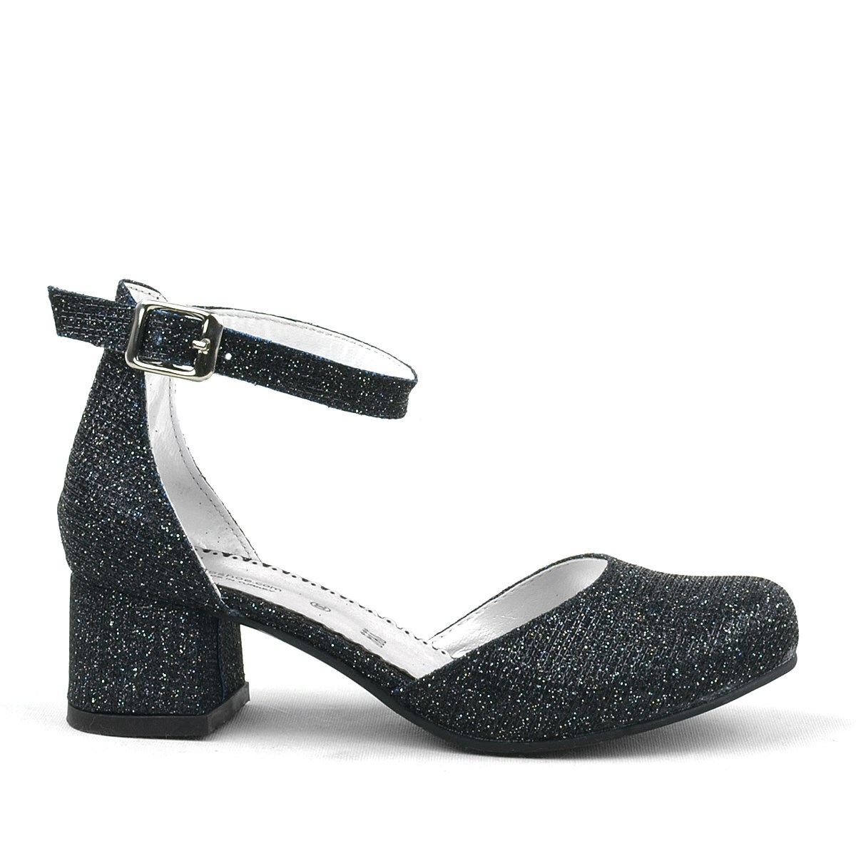 Merida Siyah Simli Kalın Topuklu Kız Çocuk Topuklu Ayakkabı - 3