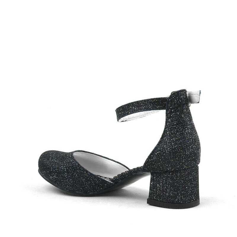 Merida Siyah Simli Kalın Topuklu Kız Çocuk Topuklu Ayakkabı - 4