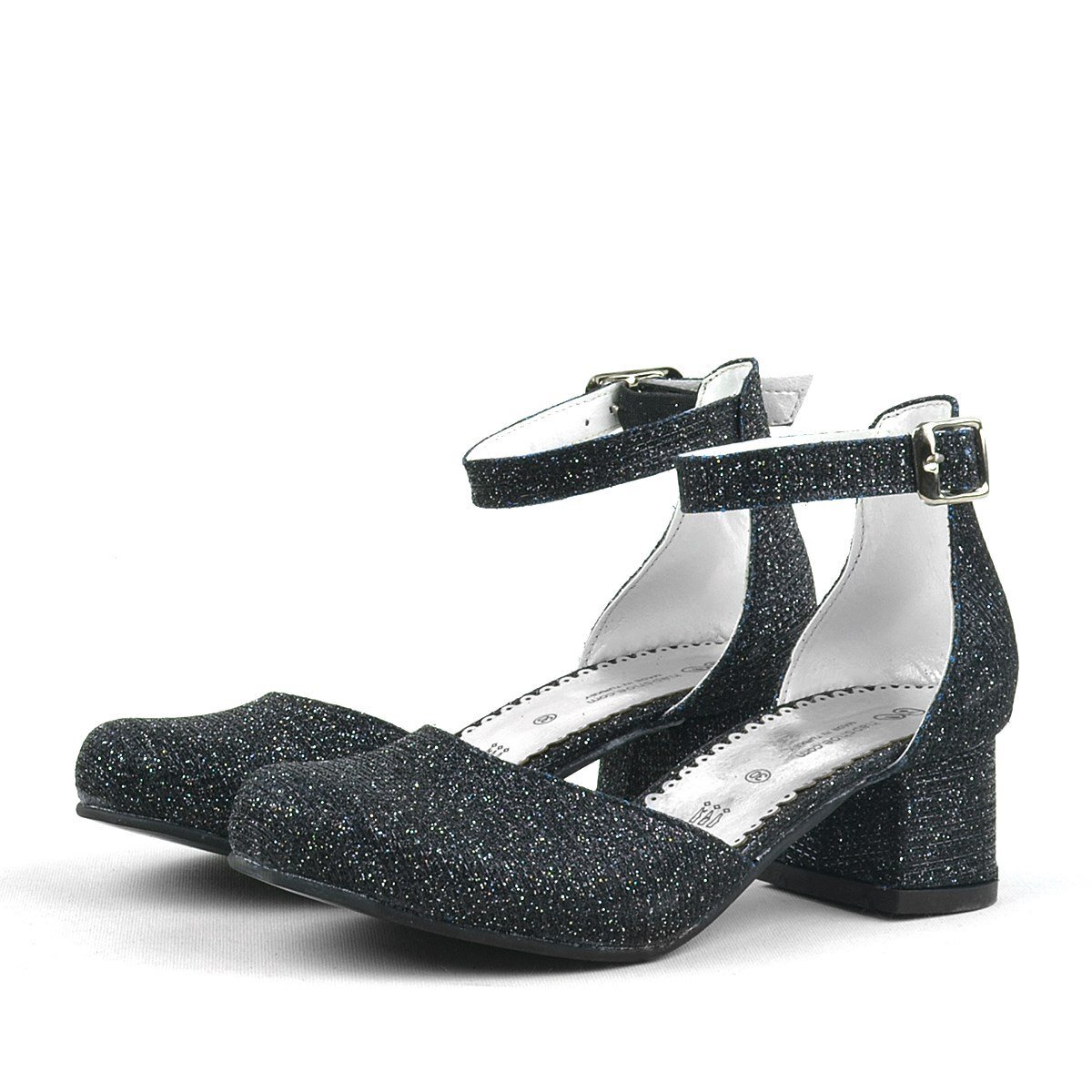 Merida Siyah Simli Kalın Topuklu Kız Çocuk Topuklu Ayakkabı - 5