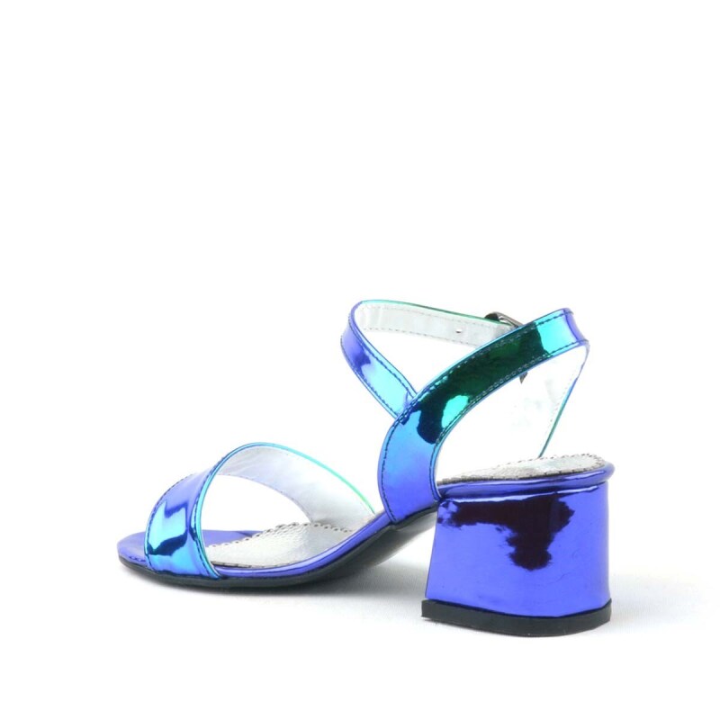 Pony Hologram Mor-Yeşil Kalın Topuklu Kız Çocuk Abiye Ayakkabı - 4