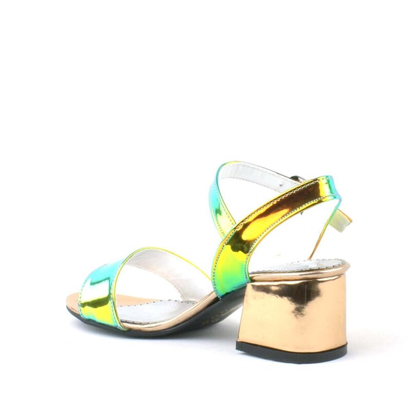 Pony Hologram Bakır-Yeşil Kalın Topuklu Kız Çocuk Abiye Ayakkabı - 4
