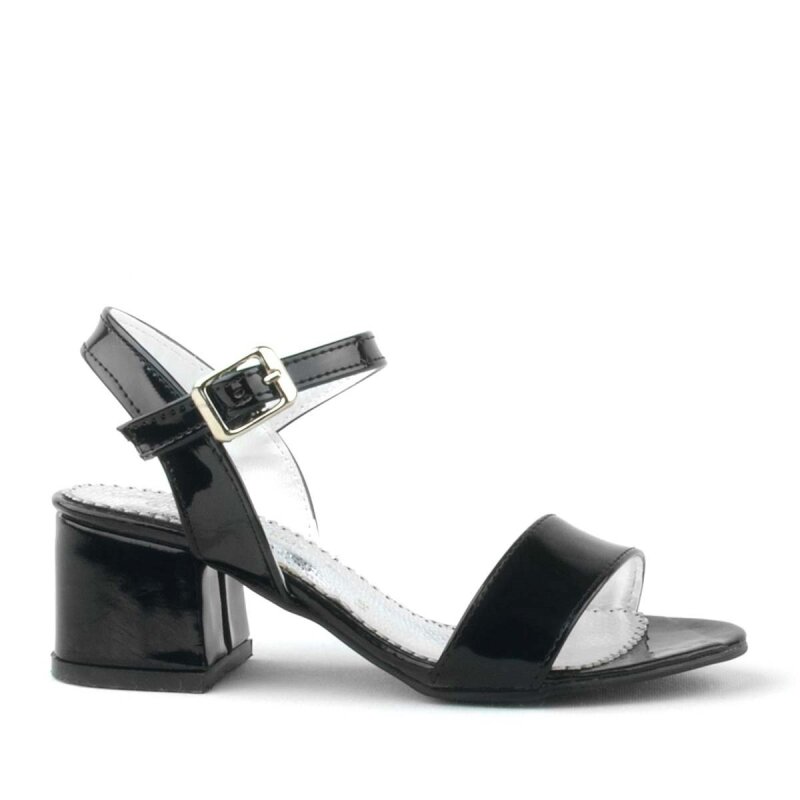 Pony Siyah Rugan Kalın Topuklu Kız Çocuk Abiye Ayakkabı - 3