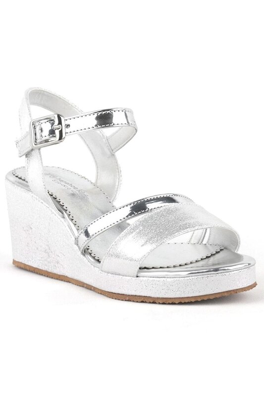 Aurora Gümüş Kız Çocuk Dolgu Topuklu Ayakkabı - hapshoe kids