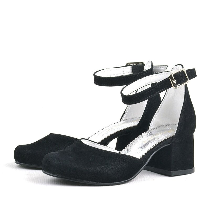 Merida Siyah Süet Kalın Topuklu Kız Çocuk Topuklu Ayakkabı - 5