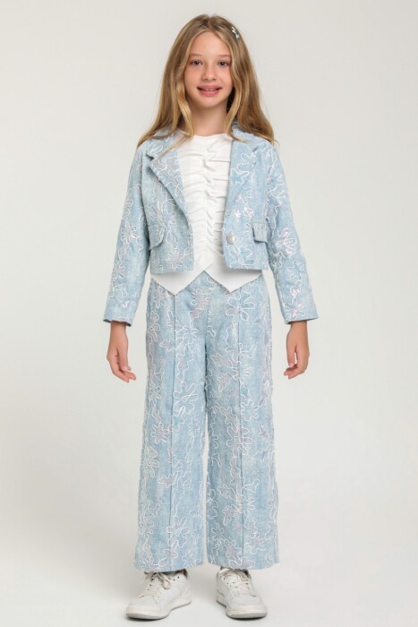 Kız Çocuk Alt Üst Takımı 5-9 Yaş 35905 Mavi - 1