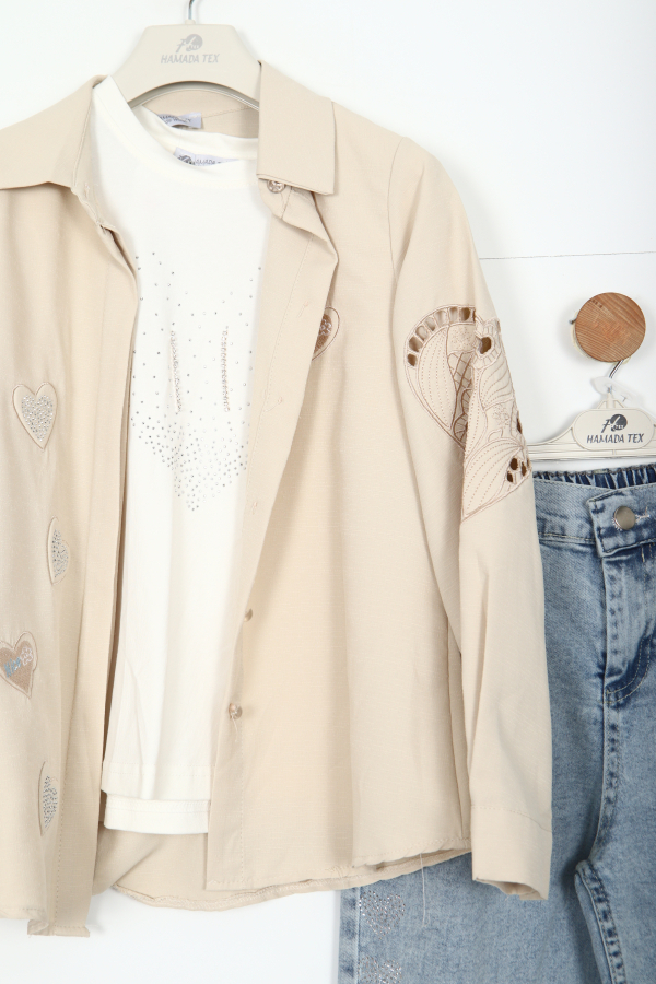 Kız Çocuk Alt Üst Takım 11-15 Yaş 30054 Bej - 5