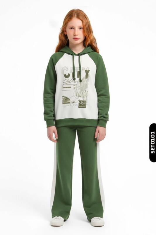 Kız Çocuk Alt Üst Takım 7-10 Yaş 50088 Haki - 1