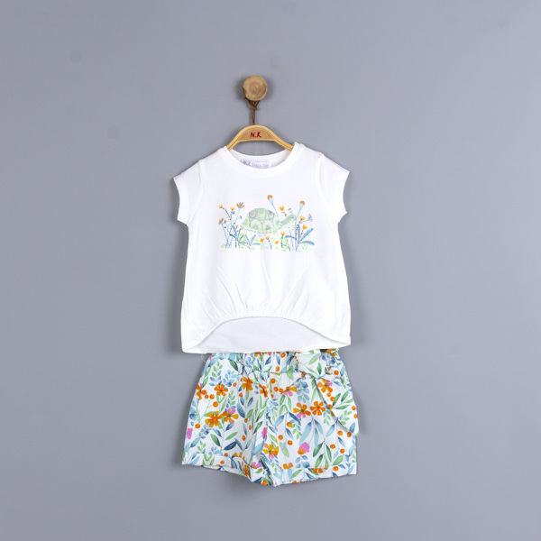 P-003531 (nk 12603) Kız Kaplumabağa Takım 9-36 Ay Ekru - Mint 