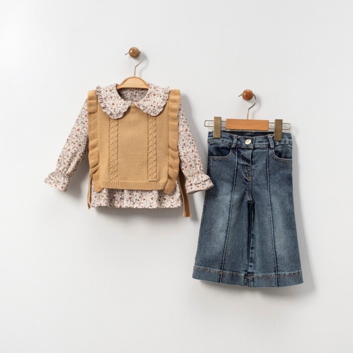 Kız Çocuk Alt Üst Takım 2-6 Yaş 3165 Bej - 1