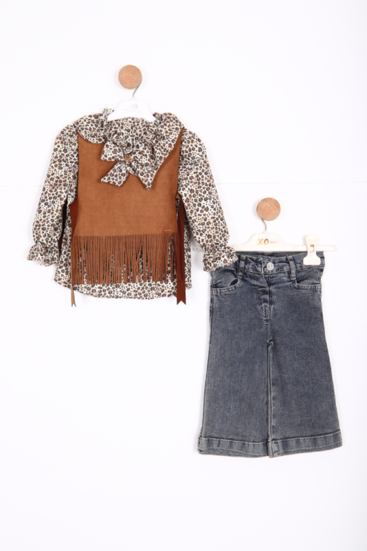 Kiz Çocuk Alt Üst Takım 2-6 Yaş 3174 Kaplan-Mavi - Top Teens