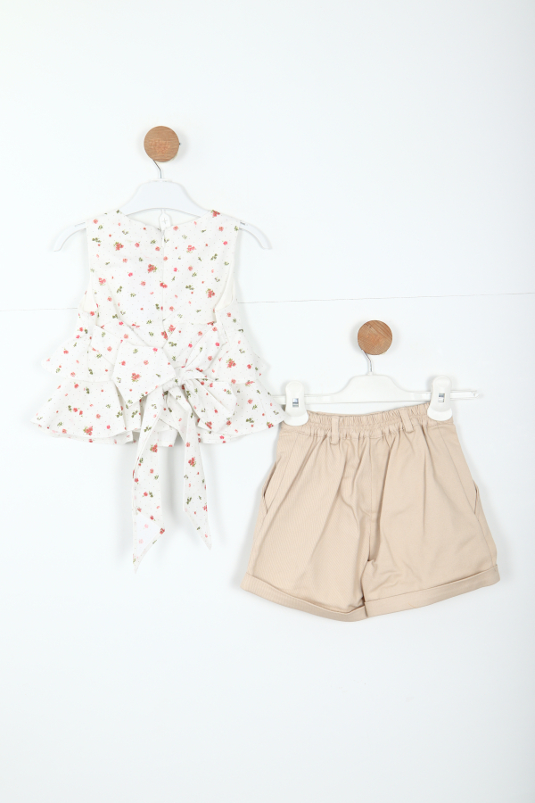 Kız Çocuk Şort Takım 2-5 Yaş 5906 Bej - 5