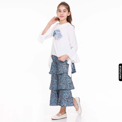 Kız Alt Üst Takım 4-12 Yaş 3662 Kaut10118 Beyaz - Mavi - 3