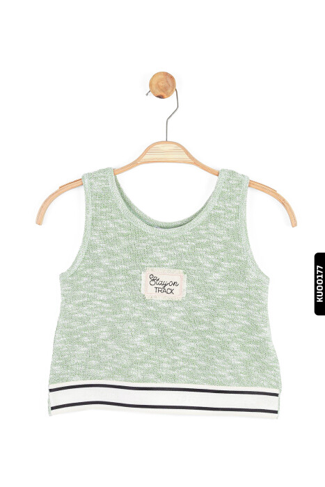 U Yakalı Askılı Kollu Lastik Belli Kız Çocuk Bluz 8-14 Yaş 36303 Yeşil - 3