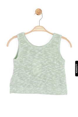 U Yakalı Askılı Kollu Lastik Belli Kız Çocuk Bluz 8-14 Yaş 36303 Yeşil - 4