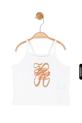 Aplikeli Askıllı Kollu Kısa Boylu Kız Çocuk Atlet Ve Askılı Bluz 8-14 Yaş 36429 Ekru - Kahverengi - 2