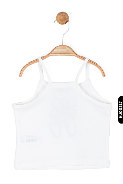 Aplikeli Askıllı Kollu Kısa Boylu Kız Çocuk Atlet Ve Askılı Bluz 8-14 Yaş 36429 Ekru - Kahverengi - 3