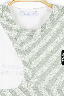 Kız Çocuk Atlet bluz 4-8 Yaş 36515 Ekru - Yeşil - 4