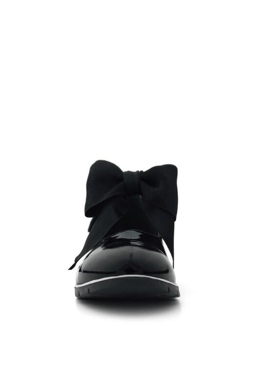 Rakerplus Hakiki Deri Siyah Rugan Siyah Kurdeleli Kız Çocuk Babet - 2