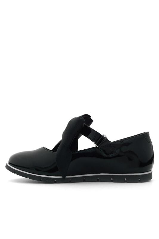 Rakerplus Hakiki Deri Siyah Rugan Siyah Kurdeleli Kız Çocuk Babet - 3