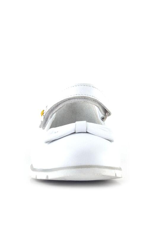 Rakerplus Hakiki Deri Beyaz Papatya Detaylı Cırtlı Kız Çocuk Babet Ayakkabı - 4