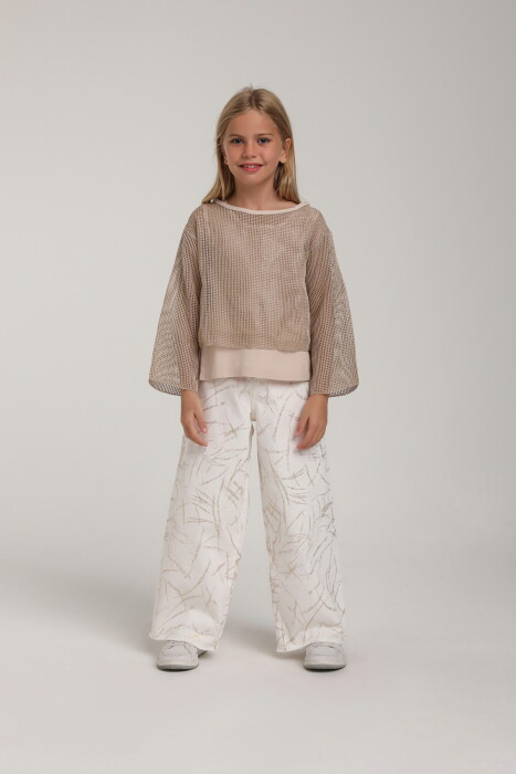 Kız Çocuk Bluz 4-8 Yaş 35686 Vizon - 2