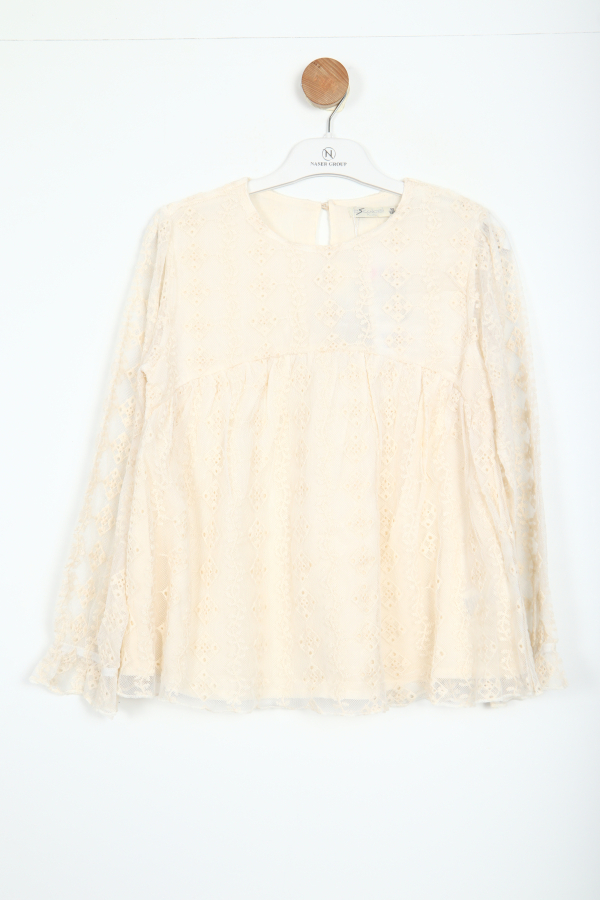 Kız Çocuk Bluz 10-14 Yaş 35903 Ekru - 1