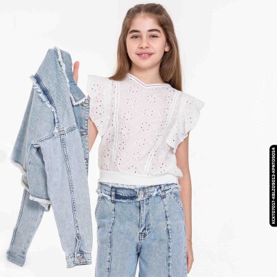 Kız Güpür Bluz 8-14 Yaş 34418 Kblz09013 - 2