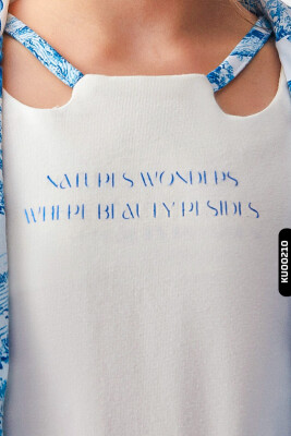 Kolsuzlu Dijital Baskılı Kız Çocuk Bluz 8-14 Yaş 36315 Ekru - Mavi - 2