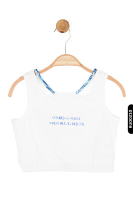 Kolsuzlu Dijital Baskılı Kız Çocuk Bluz 8-14 Yaş 36315 Ekru - Mavi - 3