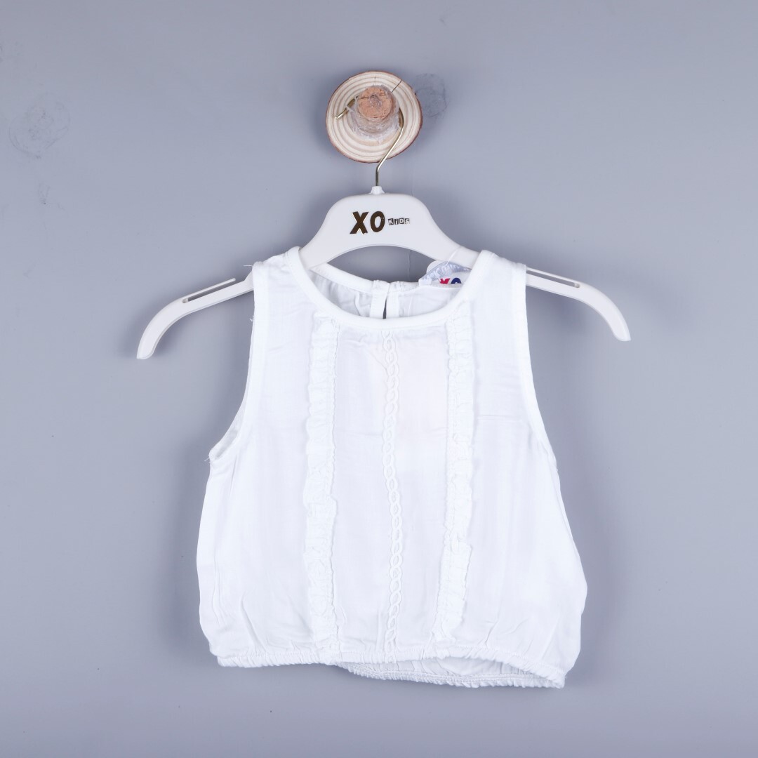 P-003455 (nk 32615) Kız Danteli Bluz 6-36 Ay Ekru - 1