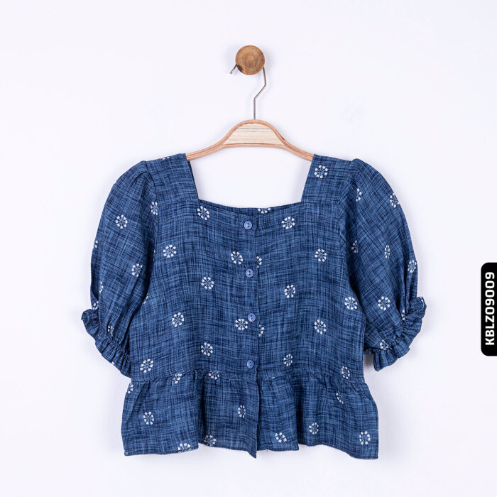 Kız Kareyaka Bluz 8-14 Yaş 34400 Kblz09009 Mavi - 6