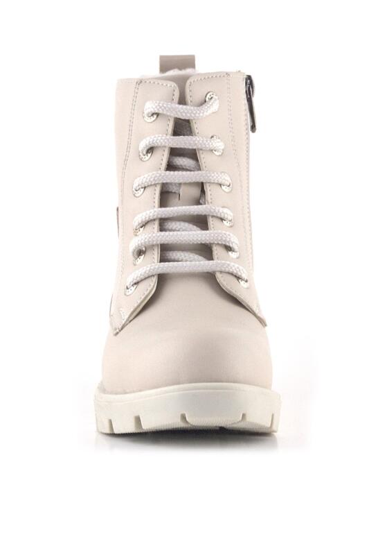 Rakerplus Krem Yıldız Detaylı Bağcıklı Fermuarlı Kız Çocuk Bot - 3