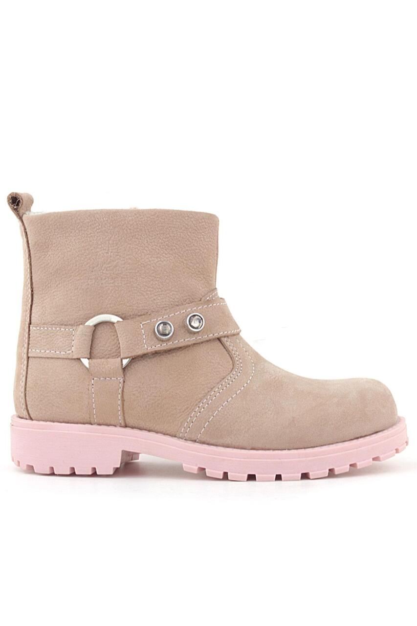 Rakerplus Chiron Hakiki Deri Pembe Fermuarlı Taşlı Kız Çocuk Bot - 1