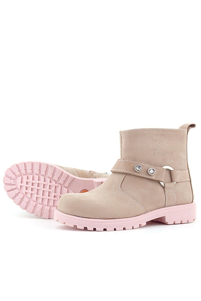 Rakerplus Chiron Hakiki Deri Pembe Fermuarlı Taşlı Kız Çocuk Bot - 4
