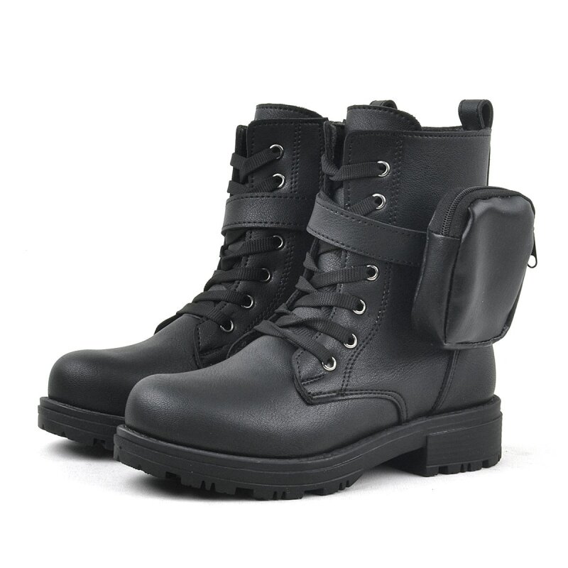 Rakerplus Siyah Fermuarlı Bağcıklı Cüzdanlı Kız Çocuk Bot - 4