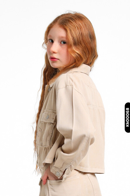 Kız Çocuk Ceket 5-14 Yaş 24248 Taş Rengi - 2