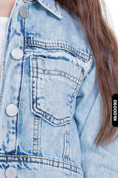 Sivri Yakalı Düğmeli Çift Cepli Kız Çocuk Ceket 4-8 Yaş 34701 Mavi - 6