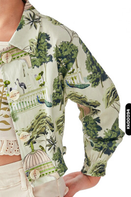 Sivri Yakalı Düğmeli Tek Cepli Büzgü Kollu Kız Çocuk Gömlek 4-8 Yaş 36501 Haki - 2