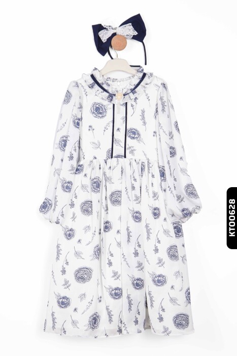 Kız Çocuk Elbise 4-12 Yaş 6651 Beyaz - Siyah - 1