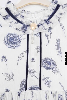 Kız Çocuk Elbise 4-12 Yaş 6651 Beyaz - Siyah - 3