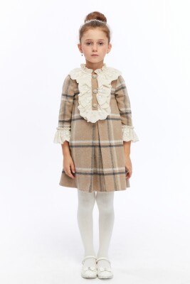 Kız Çocuk Elbise 3-7 Yaş 2631 Kahverengi - 1