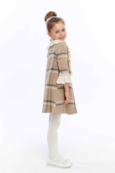 Kız Çocuk Elbise 3-7 Yaş 2631 Kahverengi - 3